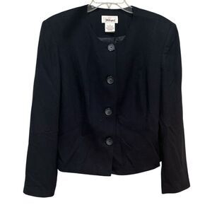 Vintage Worthington 100% Wool Navy Women’s Blazer Size 18 Collarless 90s Career